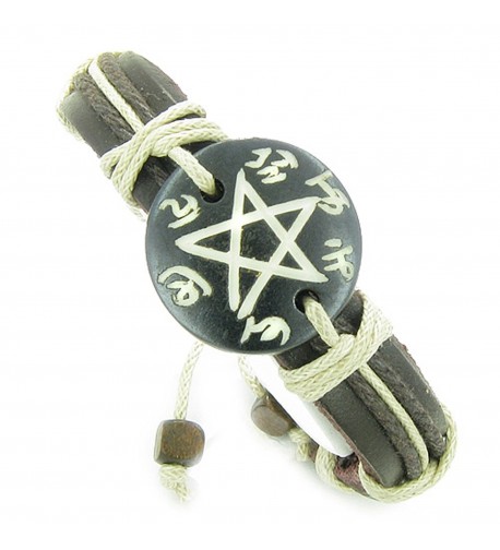 Amulet Leather Bracelet Pentacle Natural