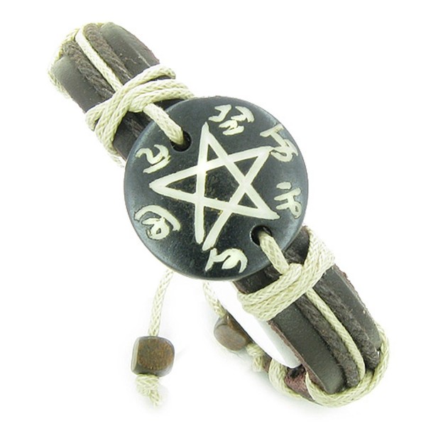 Amulet Leather Bracelet Pentacle Natural