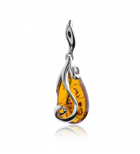 Amber Sterling Silver Drop Pendant