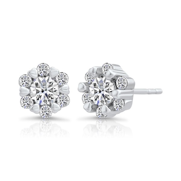 Sterling Silver Flower Earring Zirconia