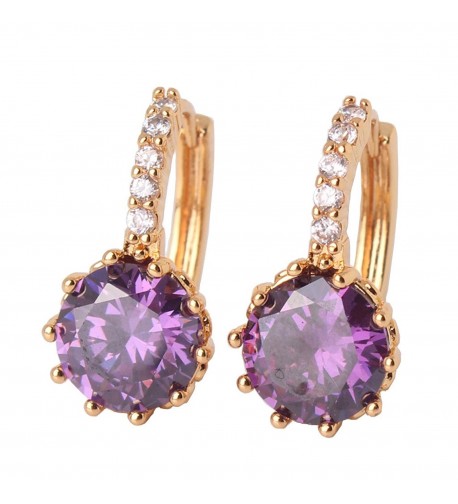 GULICX Zirconia Created Amethyst Earrings