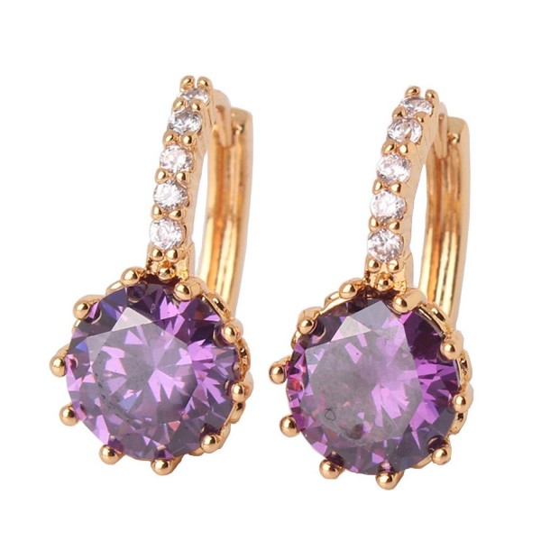 GULICX Zirconia Created Amethyst Earrings