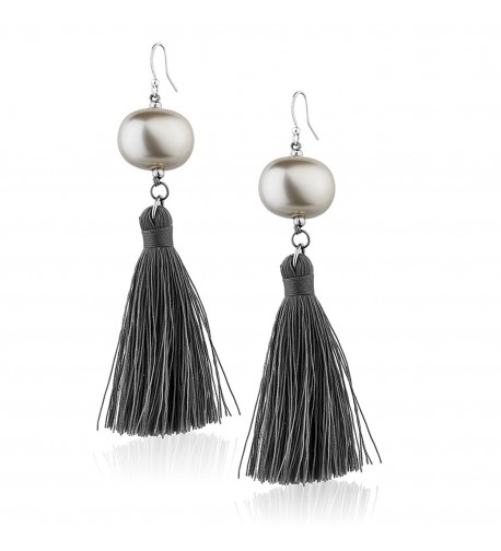 Polyester Tassel Reconstructed Statement Earrings