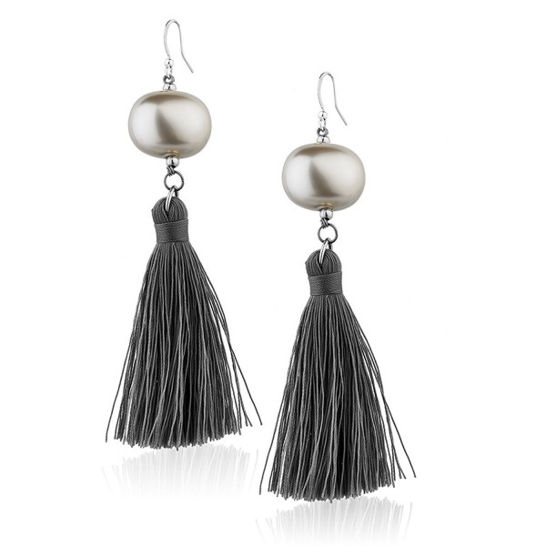 Polyester Tassel Reconstructed Statement Earrings