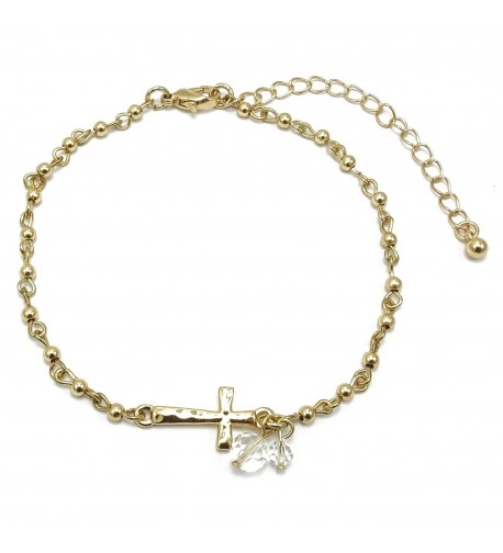 Cross Charm Bead Link Anklet