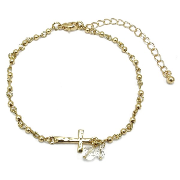 Cross Charm Bead Link Anklet
