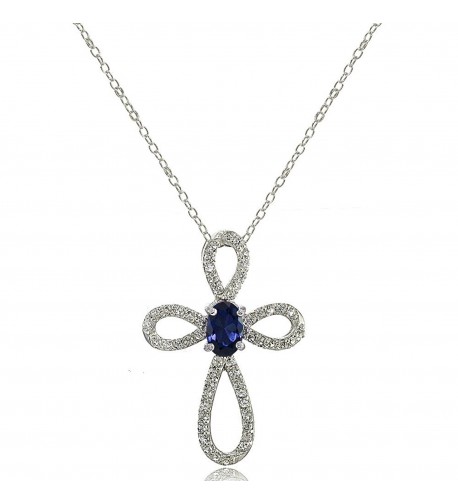 Sterling Created Sapphire Infinity Necklace