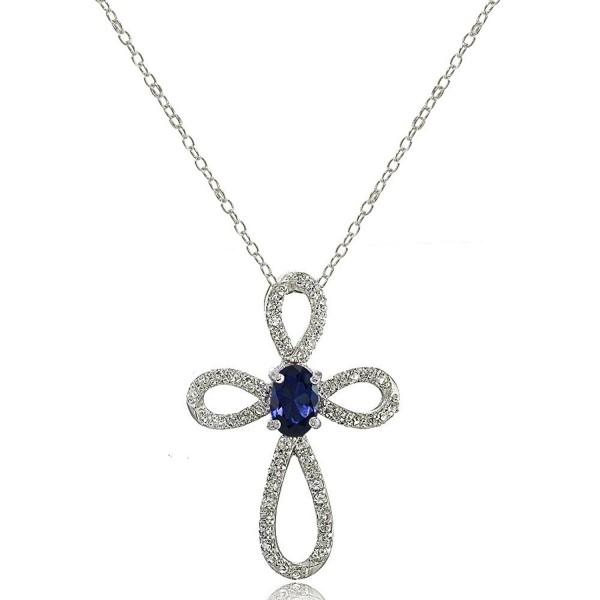 Sterling Created Sapphire Infinity Necklace