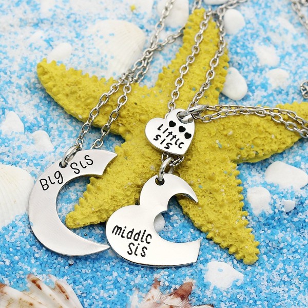 3pcs Family Jewelry Gift Big Sis Middle Sis Little Sis Love Heart Charm
