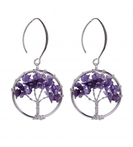 Amethyst Gemstone Wrapped Handmade Earrings