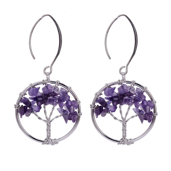 Amethyst Gemstone Wrapped Handmade Earrings