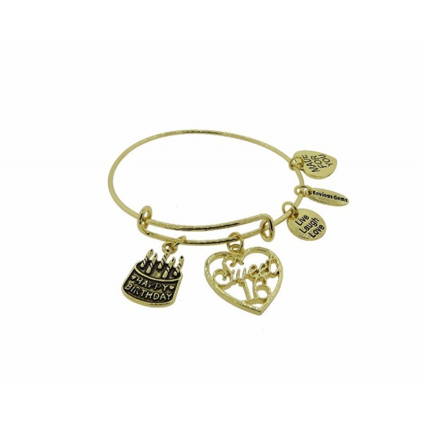 Happy Birthday Gold Tone Expandable Bracelet