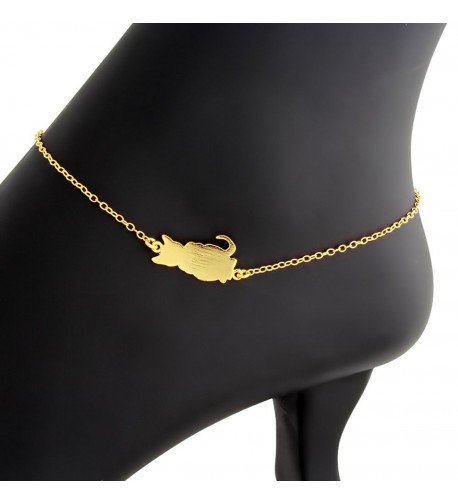 Kitty Charm Pendant Anklet gold plated silver