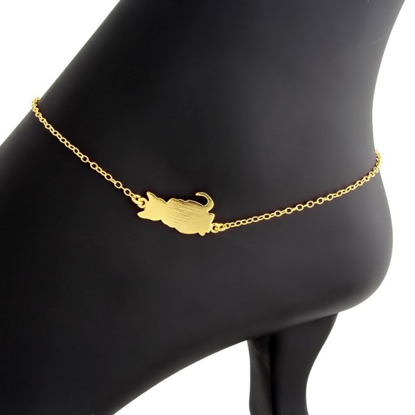 Kitty Charm Pendant Anklet gold plated silver