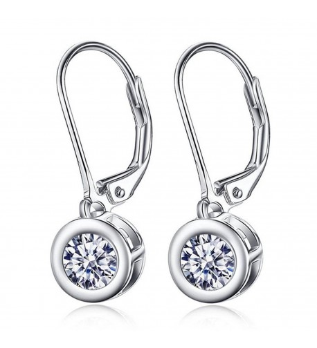 Sterling Silver Zirconia Lever Back Earrings