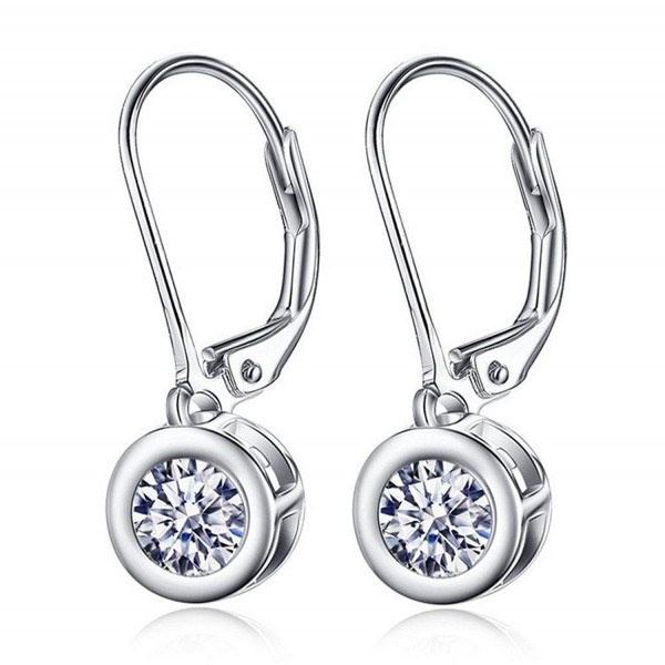 Sterling Silver Zirconia Lever Back Earrings