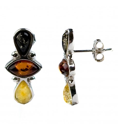 Multicolor Amber Sterling Silver Earrings