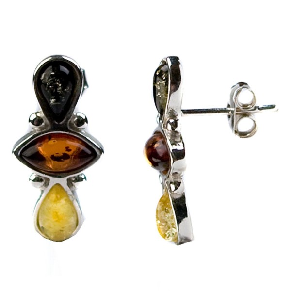 Multicolor Amber Sterling Silver Earrings