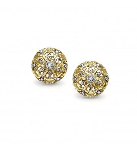 Flashed Sterling Filigree Diamond Earrings