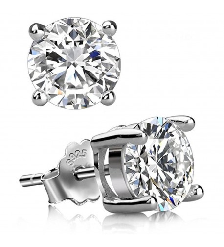 Sterling Earrings Simulated Birthstone Solitaire