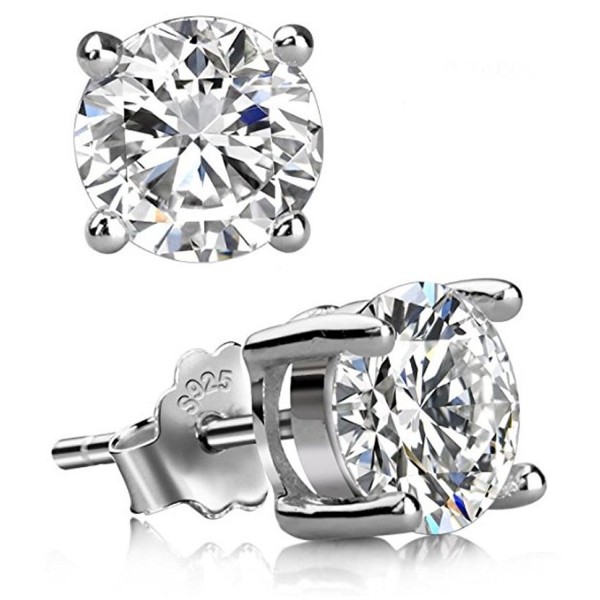 Sterling Earrings Simulated Birthstone Solitaire