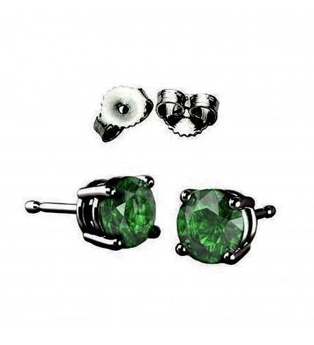 Solitaire Earring Simulated Emerald Sterling
