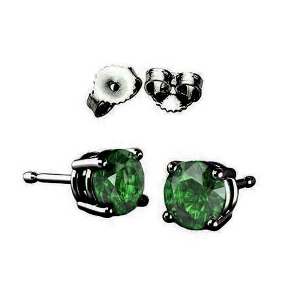 Solitaire Earring Simulated Emerald Sterling