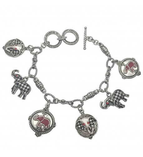 Houndstooth Elephant Bracelet Alabama Silver