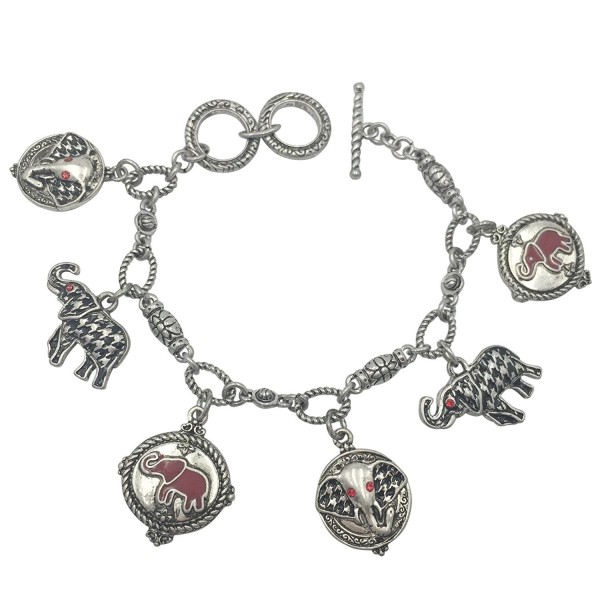 Houndstooth Elephant Bracelet Alabama Silver