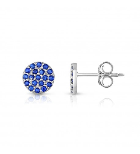 Sterling Clustered Created Sapphire Earrings