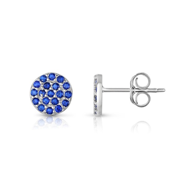 Sterling Clustered Created Sapphire Earrings