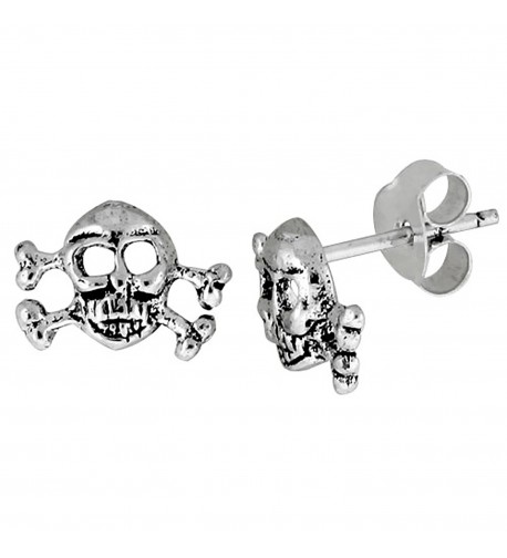 Sterling Silver Skull Crossbones Earrings