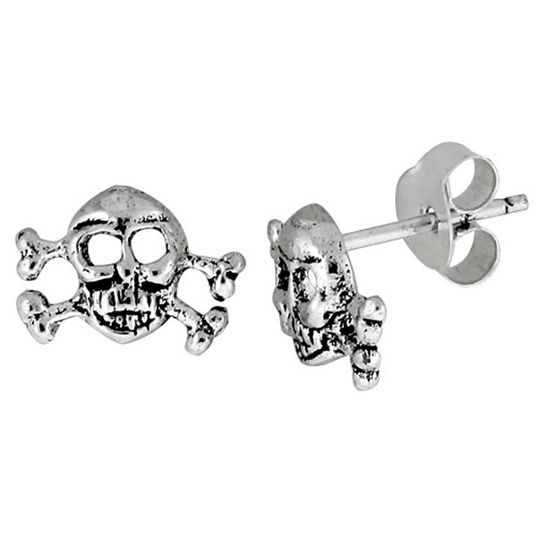 Sterling Silver Skull Crossbones Earrings
