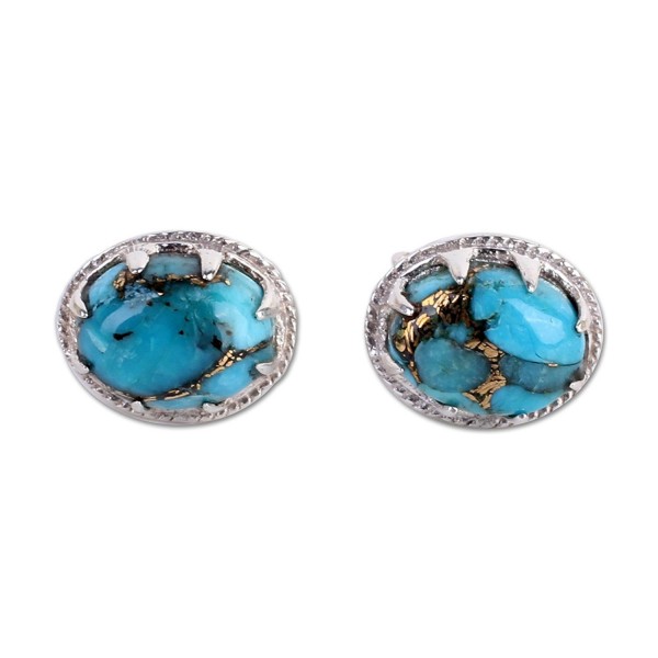 NOVICA Reconstituted Turquoise Sterling Earrings