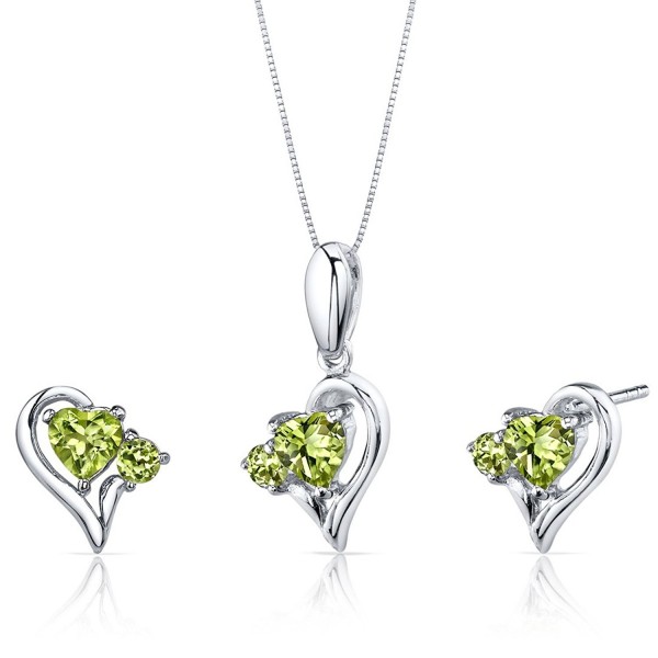 Peridot Pendant Earrings Necklace Sterling