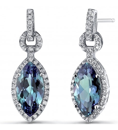 Simulated Alexandrite Marquise Earrings Sterling