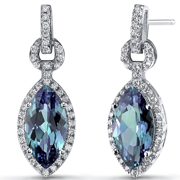 Simulated Alexandrite Marquise Earrings Sterling