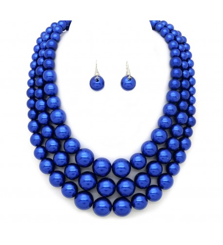 Multi Strand Simulated Statement Necklace Earrings