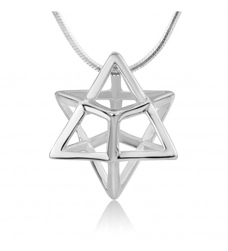 Sterling Merkabah Geometry Tetrahedron Necklace