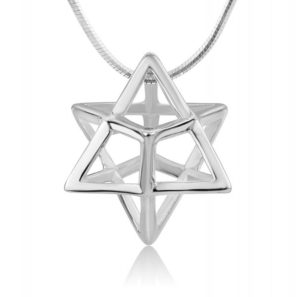 Sterling Merkabah Geometry Tetrahedron Necklace