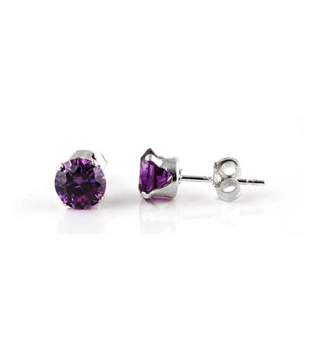 Sterling Silver Purple Zirconia Earrings