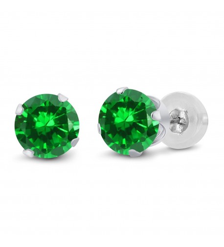 Round Green Simulated Emerald Earrings