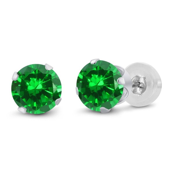 Round Green Simulated Emerald Earrings