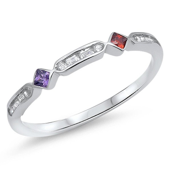 Simulated Amethyst Stackable Sterling Silver