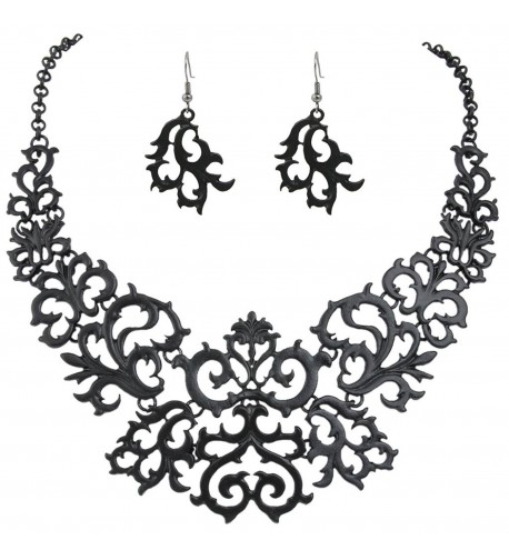 EVER FAITH Black Tone Statement Necklace