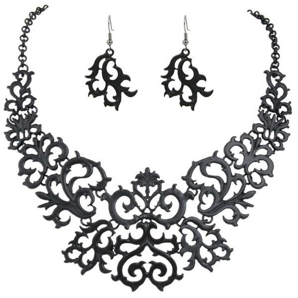 EVER FAITH Black Tone Statement Necklace