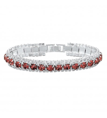 Simulated Birthstone Accent Silvertone Bracelet