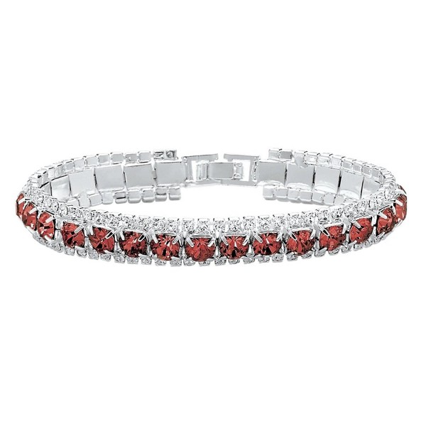 Simulated Birthstone Accent Silvertone Bracelet