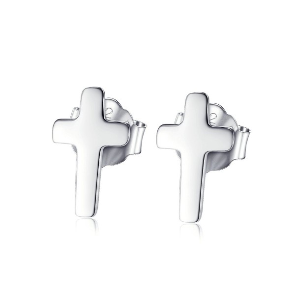 Tiny Cross Earrings Sterling Silver