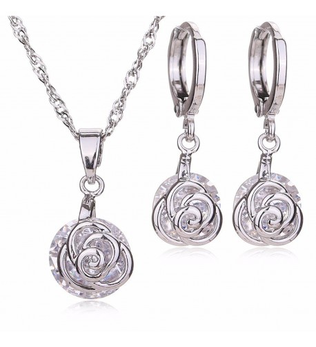 Platium Embedded Necklace Earrings Jewelry